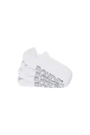 [Bonds] Bonds Mens Logo Lightweight No Show 4 Pack Socks in White Size: 11+, Cotton 11+ White