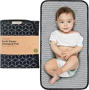 Portable Diaper Changing Pad - Waterproof Baby Change Mat, Nappy Changing Mat, Foldable Travel Baby Change Pad, Washable, Wipeable (Black Geo)
