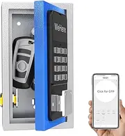 WeHere Key Lock Box Wall Mount, Half Remote Unlock Smart LockBox for House Key, Key Safe Security Storage, OTP/APP/Permanent Password Unlock for Outside, Realtors, Apartments, Garage, Store