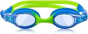 Kids Swimming Goggles, 1Pcs Anti-Fog Waterproof UV Pool Goggles Clear Vision Pool Goggles for Toddler Kids Youth Ages 3-14, Blue-Green, 22cm * 7cm * 7cm