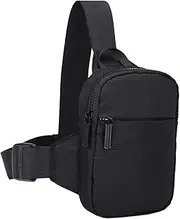 [MOBUTOFU] Running Chest Bag for Men Waist Bag Adjustable Straps Fashionable Sling Shoulder Bag Large Storage Black
