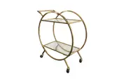Roman Glass Bar Cart / Trolley With Wheels - Gold