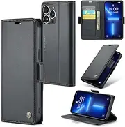 ELEPIK for iPhone 12 Pro Case with Card Holder, Kickstand [3 Card Holder + 1 Cash Slot] [for Women & Men] [Durable PU Leather] Magnetic Wallet Phone Cover for iPhone 12 Pro, Fashion Black