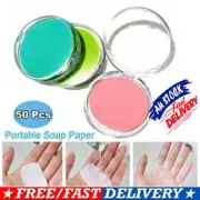 50Pcs Disposable Boxed Soap Paper Portable Travel Hand Washing Scented Sheets YA