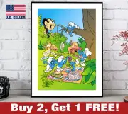 The Smurfs Poster 18" x 24" Print Retro 80s Cartoon Wall Art