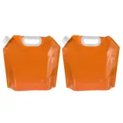 2Pcs 5L Collapsible Water Container Bag Plastic Storage Jug Folding Bag Orange