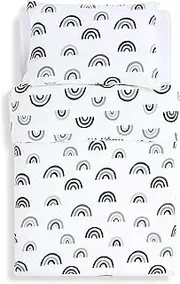 Cot Duvet Cover & Pillowcase Set – Mono Rainbow Design – Light, Breathable & Luxurious Jersey Cotton Made to Last & Designed to Fit SnüzKot Duvet