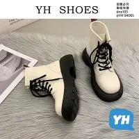 在飛比找Yahoo!奇摩拍賣優惠-YH SHOES 厚底馬丁靴女皮鞋ins潮英倫學生皮鞋厚底皮