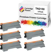 5-Pack Compatible Toner Cartridge for Brother TN-2150 TN2150 (2,600 Pages) for Brother DCP7040 HL2140 HL2142 HL2150N HL2170W MFC7340 MFC7440N MFC7840