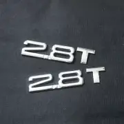 2x Silver 2.8T Chrome Metal Decal Badge Sticker Emblem Bumper Turbo Engine Motor (for: Renault)