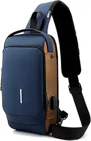 [Generic] New Carbon Fiber Streamline Anti-Theft Sling Bag, USB Charging Sport Sling Anti Theft Shoulder Bags for Men, Waterproof