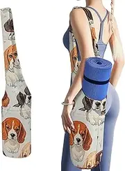 JKLQWH Beagle Patterns Printed Yoga Mat Bag Long Tote with Pockets for Your Yoga Accessories Exercise Yoga Mat Carrier Holder Multi-Functional Storage Bag Holds Most Pilates Mats