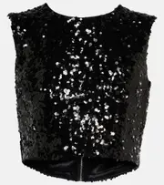 [Dolce & Gabbana] Dolce & Gabbana Sequined crop top AU 6 black