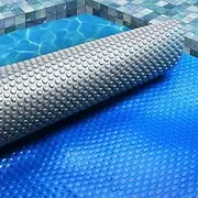 Aquabuddy Pool Cover 8x4.2m Silver Blue 400 Micron Swimming Pools Covers, Above Ground, Bubble Blanket Outdoor Blankets Heater Garden Water Summer Rectangle Large