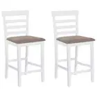 2x White Fabric Wooden Bar Stools Kitchen Dining Counter Chairs Barstool Set