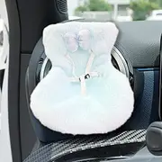 Cute Labu bu Car Seat with Vent Clip and Desktop Stand, Soft Furry Labu bu Seat Functional Car Ornament for Labubus Fans and Doll Collectors