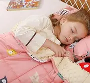 Buzio Weighted Blanket 2.3 kg, Ultra Cozy Minky Dotted and Cotton Heavy Blanket for Calming, 91x120 cm Pink Cat (Ship from AU)