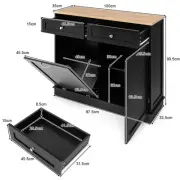 Kitchen Trash Cabinet with Adjustable Shelf and Rubberwood Countertop