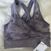 NWT Gymshark Camo Seamless Sports Bra-lavender Grey-extra Small