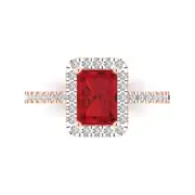 1.85ct Emerald Cut Tourmaline Statement Engagement Wedding Ring 14k Rose Gold