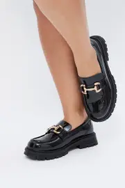 Black Wide Fit Chunky Sole Buckle Loafers