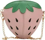 [LIFKOME] Cute Strawberry Crossbody Bag with Chain Strap, Stylish Pink Shoulder Bag for Kids, Smooth Zipper Design for Storing Essentials