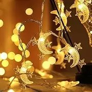 Ramadan Moon Star String Lights, 33Ft/10M 80 LEDs | Star Embracing Moon String Lighting USB Powered Fairy Lights for Christmas Wedding Birthday Party