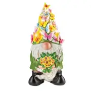 Solar Powered Spring Butterflies Gnome Garden Statue