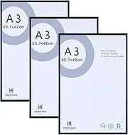 A3 Picture Frames,Certificate Frame,Poster Frame - 29.7x42 cm Black Metal Aluminum Photo Frames with Perspex Front for Wall Mounting,Black Set of 3