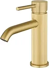 WELS Bathroom Tap, Bathroom Mixer tap Rounded Bathroon Sink Tap Basin Vanity Tap Faucet Solid Brass Brushed Gold