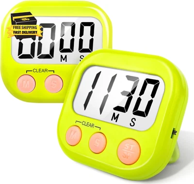 2 Pack Kitchen Timers Loud Ring Digital Timers for Cooking Magnetic Green ⭐️⭐️⭐️