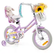 Costway 36 cm Kids Bike Bicycle w/Doll Seat Girls Beginner Purple