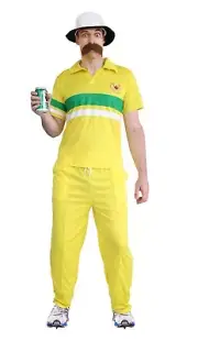 80s Merve Hughes Australian Cricketer Australia Day Gold Green Mens Costume