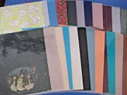 Scrapbook Paper Trees Checks Flowers Stripes Snowmen Solids 25 Sheet Protectors