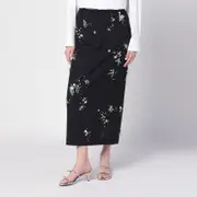 [BERNADETTE] Black Miriam Embroidered skirt in linen blend 38 FR Black