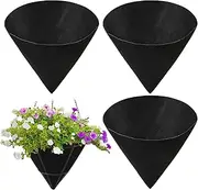Nkmujil Planter Liner, 3 Pieces Cone Shaped Basket Liners, Felt Replacement Inserts, Waterproof Growing Mat, Ideal for Indoor Planting Gardens, Hanging Baskets, Gardening, Black