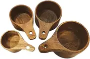 Wooden Measuring Spoons, Rustic Kitchen Accessories, Handmade Wooden Scooper, Farmhouse Style Scoops for Coffee Beans, Sugar, Salt, Seasoning, Baking, Cooking, and Honey Measuring
