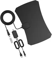 Digital HD 1080p Amplified TV Antenna with 80 Miles Range for Indoor Use Compact Thin Portable TPE Material