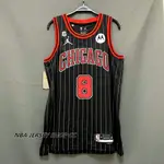 男士全新原創 NBA 芝加哥公牛隊 #8 ZACH LAVINE 2022-23 聲明版黑色球衣 SWINGMAN 熱壓