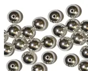 8mm Round Bright Silvertone Metalized Metallic Beads