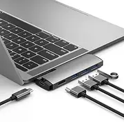 Blutech USB C Hub P5 5 in 1 Multi-Function Type-C/USB-C HUB Expansion Dock (Grey) Multifunctional Type C Laptop Adapter (Color : Grey)