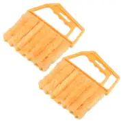 2Pcs Window Blind Hand-held 7 Finger Shutters Brush Tool Yellow