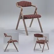 18in Retro Foldable Chair Fabric Reading Chair Padded Kitchen Chair with Back Portable Wood Folding Stool for Dorm, Kitchen, Vanity, Church(Stripe)