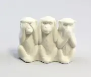 9942249 Wagner&apel Porcelain Figurine 3 Monkeys after Nikko White Bisque