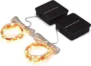 Mini Solar Garden Fairy Lights Short Warm White Outdoor Starry String Light for Balconies, Decking, Patios, Plants and Pergolas 5M 50 LEDs 2 Pack