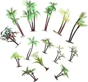 14pcs Model Tree Outside Mini Palm Tree Decor Tropic Glow Palm Tree Picks Tropical Tree Topper Trees Basket Liners Outdoor Palm Tree Coconut Diorama Supplies Scene Plastic Green