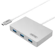 Unitek Y-3190 4-in-1 USB-C Hub 3.0 with 3 ports, USB Type -Csupportspowerdeliveryand5Gbpstransfer.Delivery Max 20V 3A, Plug and Play No driver to install, Cable length 30cm. Colour: Silver [Y-3190]