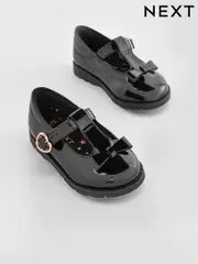 Black Patent Wide Fit (G) School Junior Bow T-Bar Shoes (U66750) | $39 - $53