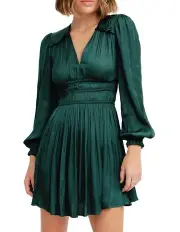 [Belle & Bloom] Shine Bright Ruched Mini Dress Dark Green