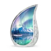 Aurora Borealis Cremation Urn - Small Memorial Urn And Keepsakes For Ashes